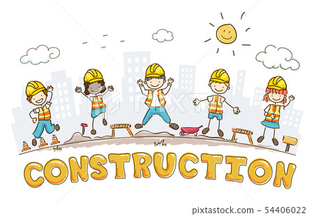 Stickman Kids Construction Site Illustration 54406022