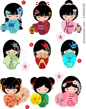 Vector set of flat simple characters on white 54406549