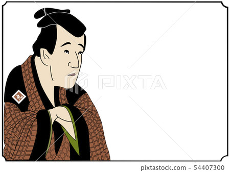 Ukiyoe style cartoon picture no eyes on male character 54407300