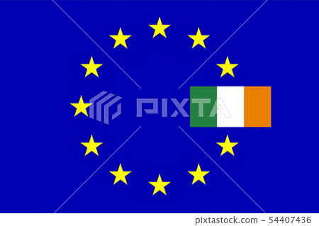 Flags, Ireland and European Union 54407436