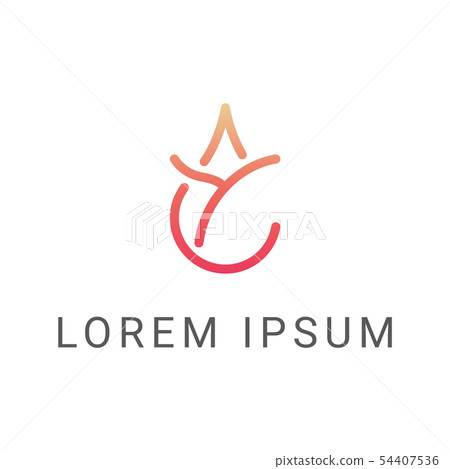 yellow orange lotus line logo design template 54407536