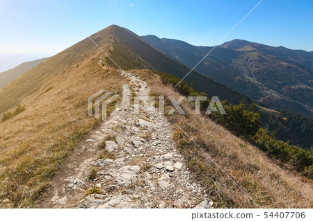 The trail View in The Vratna valley in backlight The trail View in The Vratna valley in backlight 54407706