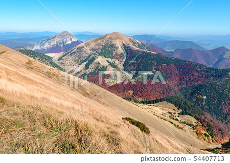 grass slope of the mountain in The Vratna valley. grass slope of the mountain in The Vratna valley. 54407713