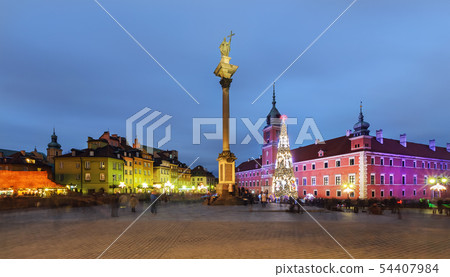 Old City of Warsaw in Poland in the evening, Old City of Warsaw in Poland in the evening, 54407984