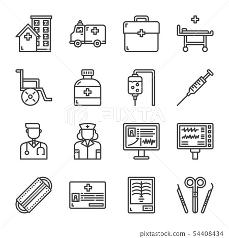Hospital icon set.Vector illustration. 54408434