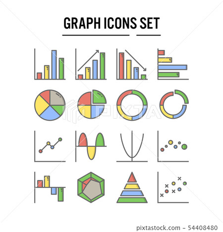 Graph and diagram icon in filled outline design 54408480