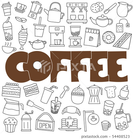 Hand drawn doodle coffee set. - Stock Illustration [54408523] - PIXTA
