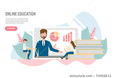 Online education and e-learning concept 54408612