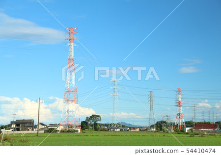 田園風光傳輸線高根澤町,栃木縣 田園風光傳輸線高根澤町,栃木縣 54410474