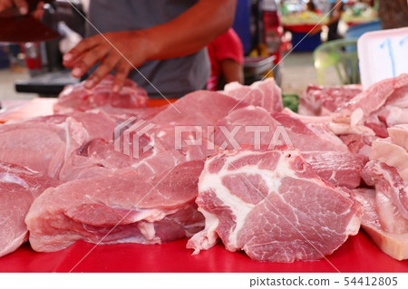 fresh pork meat in market 54412805
