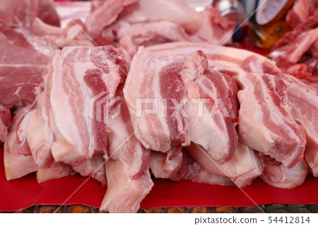 fresh pork meat in market 54412814