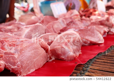 fresh pork meat in market 54412822
