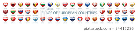 Collection of vector flags of Europe in the form of hearts Collection of vector flags of Europe in the form of hearts 54415256