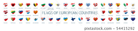 Collection of vector flags of Europe in the form of hearts Collection of vector flags of Europe in the form of hearts 54415292