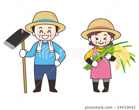 Men and women of rice farmers Men and women of rice farmers 54419042