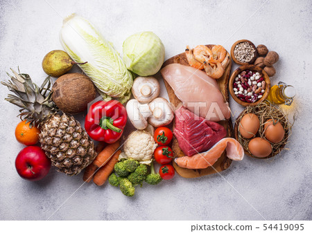 Pegan diet. Paleo and vegan products Pegan diet. Paleo and vegan products 54419095