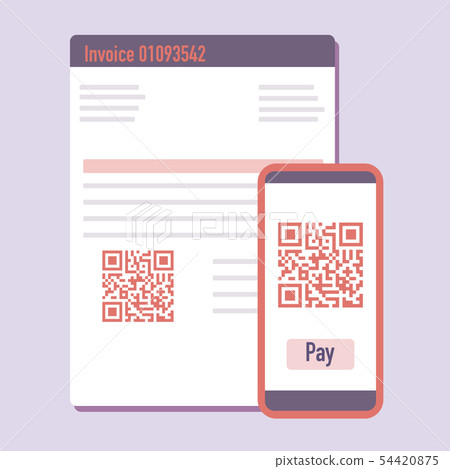 Phone scan qr code for payment invoice Vector Phone scan qr code for payment invoice Vector 54420875