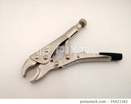 Mini locking pliers isolated on a white background Mini locking pliers isolated on a white background 54421362