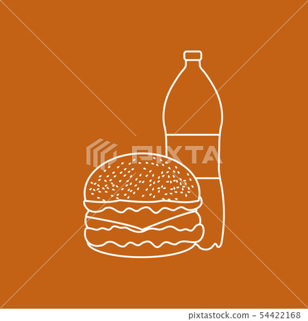 Burger and bottle of soda water Burger and bottle of soda water 54422168