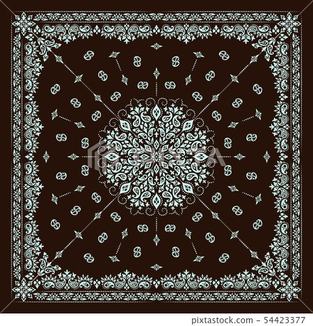 Vector ornament paisley Bandana Print. Silk neck scarf or kerchief square pattern design style, best Vector ornament paisley Bandana Print. Silk neck scarf or kerchief square pattern design style, best 54423377