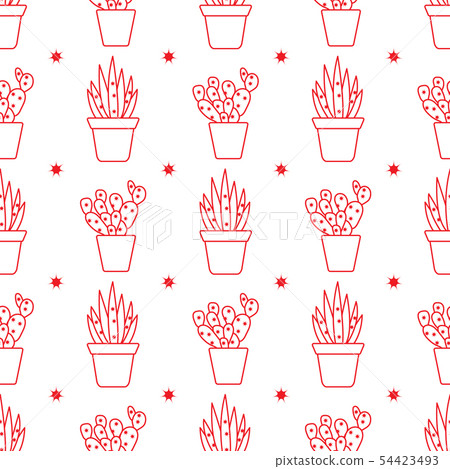Vector seamless pattern with cactus and succulents Vector seamless pattern with cactus and succulents 54423493