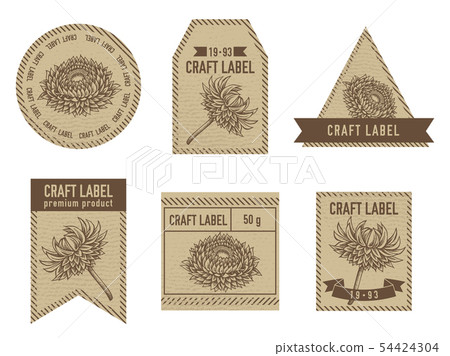 Craft labels with helichrysum Craft labels with helichrysum 54424304
