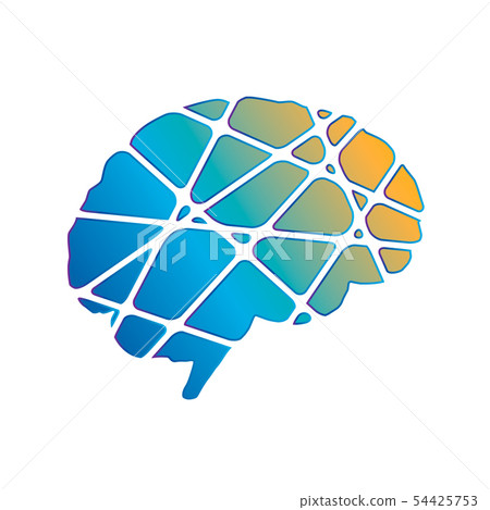 Creative side of human brain, abstract silhouette in trendy colours 54425753