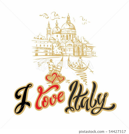 Travel. I love Italy. Lettering. Sketch. Venice. 54427317