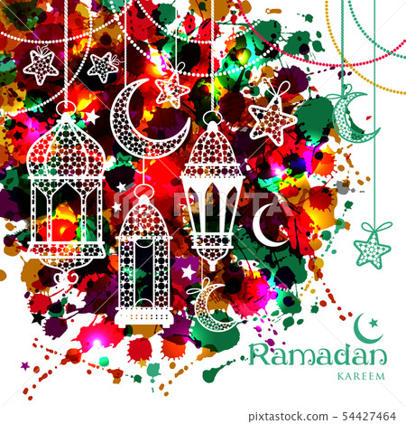 Ramadan Kareem vector illustration on watercolor 54427464