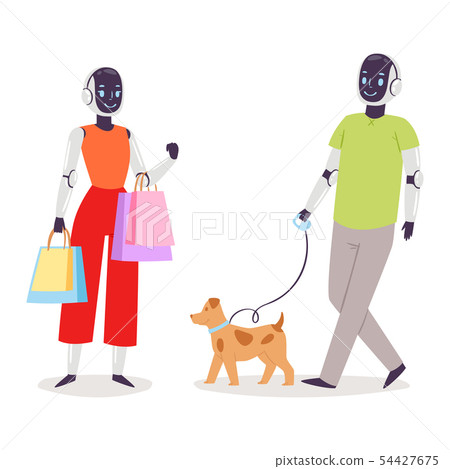 Robot humanoid people vector futuristic robotic cartoon characters cybernetic cyber life technology Robot humanoid people vector futuristic robotic cartoon characters cybernetic cyber life technology 54427675