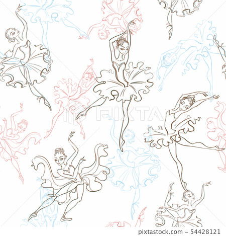 Ballerinas. Seamless pattern. Little princess. 54428121