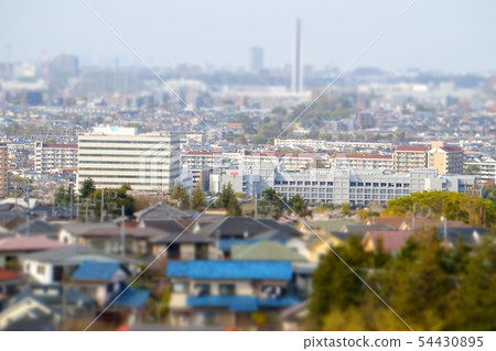 Miniature diorama-style photo Tokyo Tama post office viewed from Yuhinooka Observatory Miniature diorama-style photo Tokyo Tama post office viewed from Yuhinooka Observatory 54430895