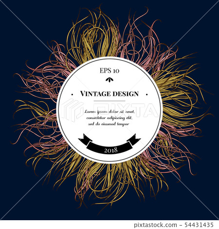Badge over design with feather grass Badge over design with feather grass 54431435