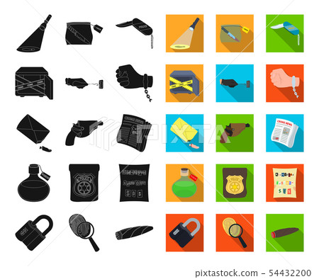 Detective agency black,flat icons in set collection for design. Crime and investigation vector Detective agency black,flat icons in set collection for design. Crime and investigation vector 54432200