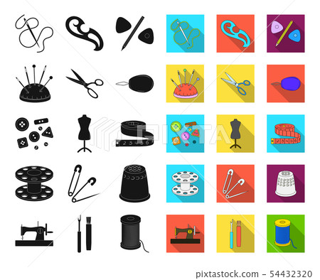 Sewing, atelier black,flat icons in set collection for design. Tool kit vector symbol stock web Sewing, atelier black,flat icons in set collection for design. Tool kit vector symbol stock web 54432320