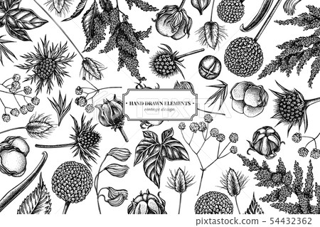 Floral design with black and white astilbe, craspedia, blue eryngo, lagurus, cotton, gypsophila 54432362