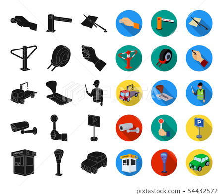 Parking for cars black,flat icons in set collection for design. Equipment and service vector symbol 54432572