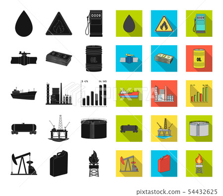 Oil industry black,flat icons in set collection for design. Equipment and oil production vector 54432625