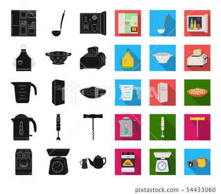 Kitchen equipment black,flat icons in set collection for design. Kitchen and accessories vector Kitchen equipment black,flat icons in set collection for design. Kitchen and accessories vector 54433060