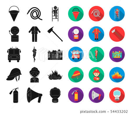 Fire Department black,flat icons in set... - Stock Illustration ...