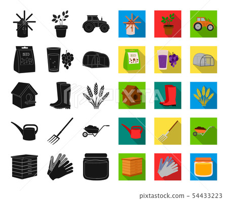 Farm and gardening black,flat icons in set collection for design. Farm and equipment vector symbol Farm and gardening black,flat icons in set collection for design. Farm and equipment vector symbol 54433223