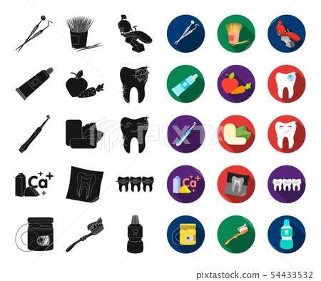 Dental care black,flat icons in set collection... - Stock Illustration ...