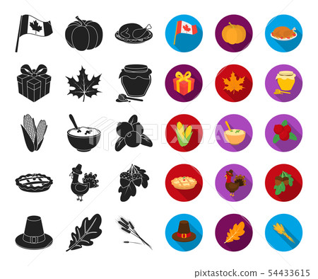 Canada Thanksgiving Day black,flat icons in set collection for design. Canada and Tradition vector 54433615