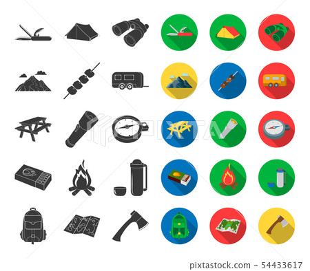 Rest in the camping black,flat icons in set collection for design. Camping and equipment vector 54433617