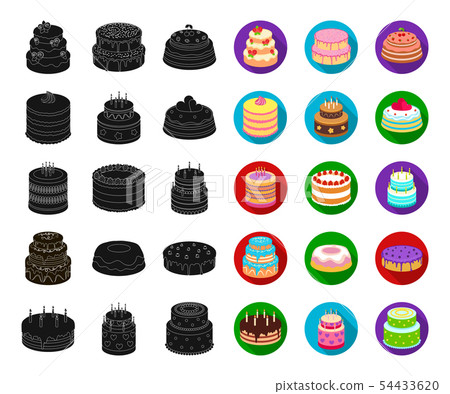 Cake and dessert black,flat icons in set collection for design. Holiday cake vector symbol stock web Cake and dessert black,flat icons in set collection for design. Holiday cake vector symbol stock web 54433620