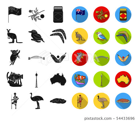 Country Australia black,flat icons in set collection for design.Travel and attractions vector symbol 54433696
