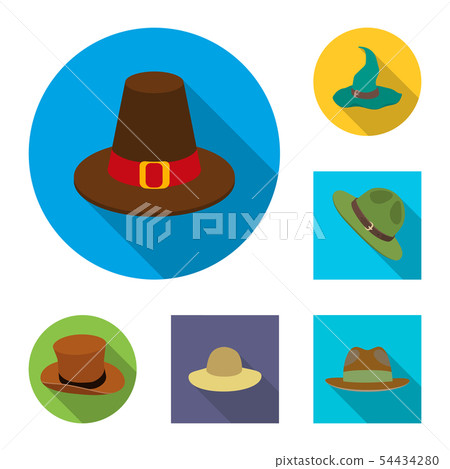 Vector design of hat and cap logo. Set of hat and model stock symbol for web. 54434280