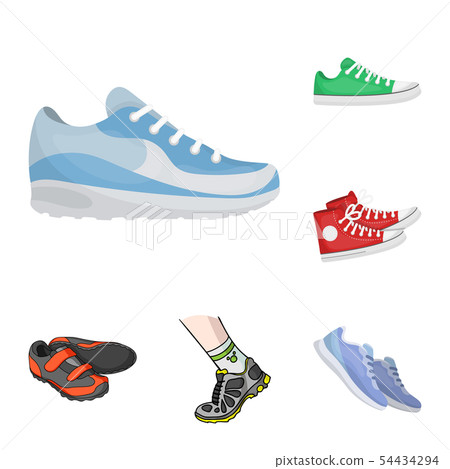 Vector illustration of shoe and sport logo. Set of shoe and fitness stock vector illustration. 54434294