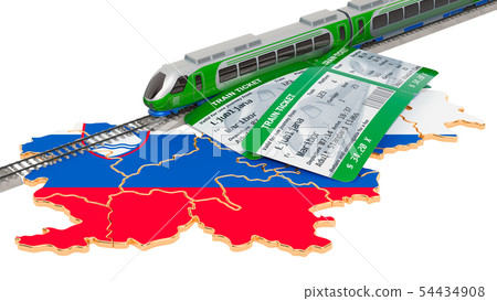 Rail travel in Slovenia, concept. 3D rendering Rail travel in Slovenia, concept. 3D rendering 54434908