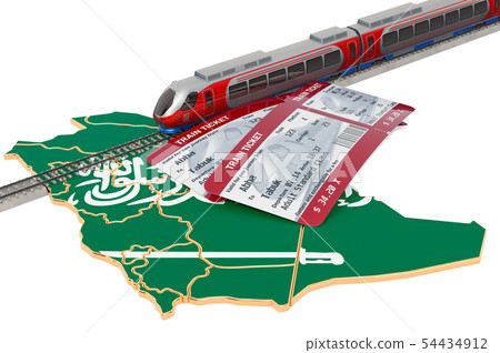 Rail travel in Saudi Arabia, concept. 3D rendering Rail travel in Saudi Arabia, concept. 3D rendering 54434912
